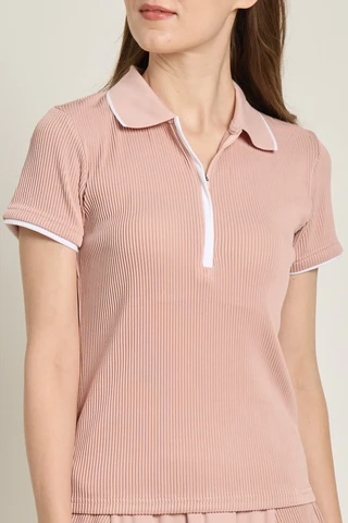 Ribbed Polo (PINK)​ hover